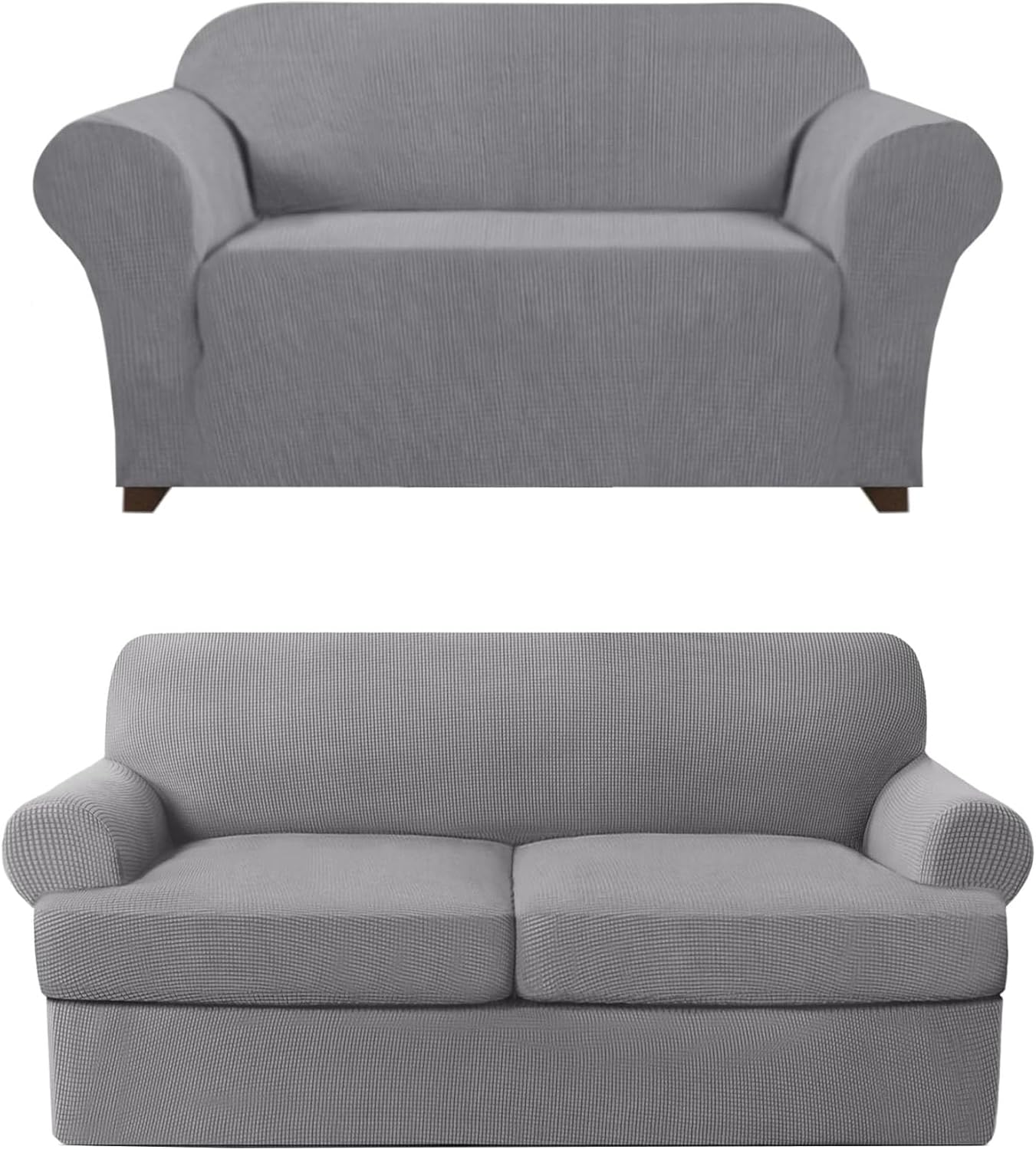 PrinceDeco Stretch Loveseat Sofa Cover Bundle T Cushion Loveseat Slipcover, Dove