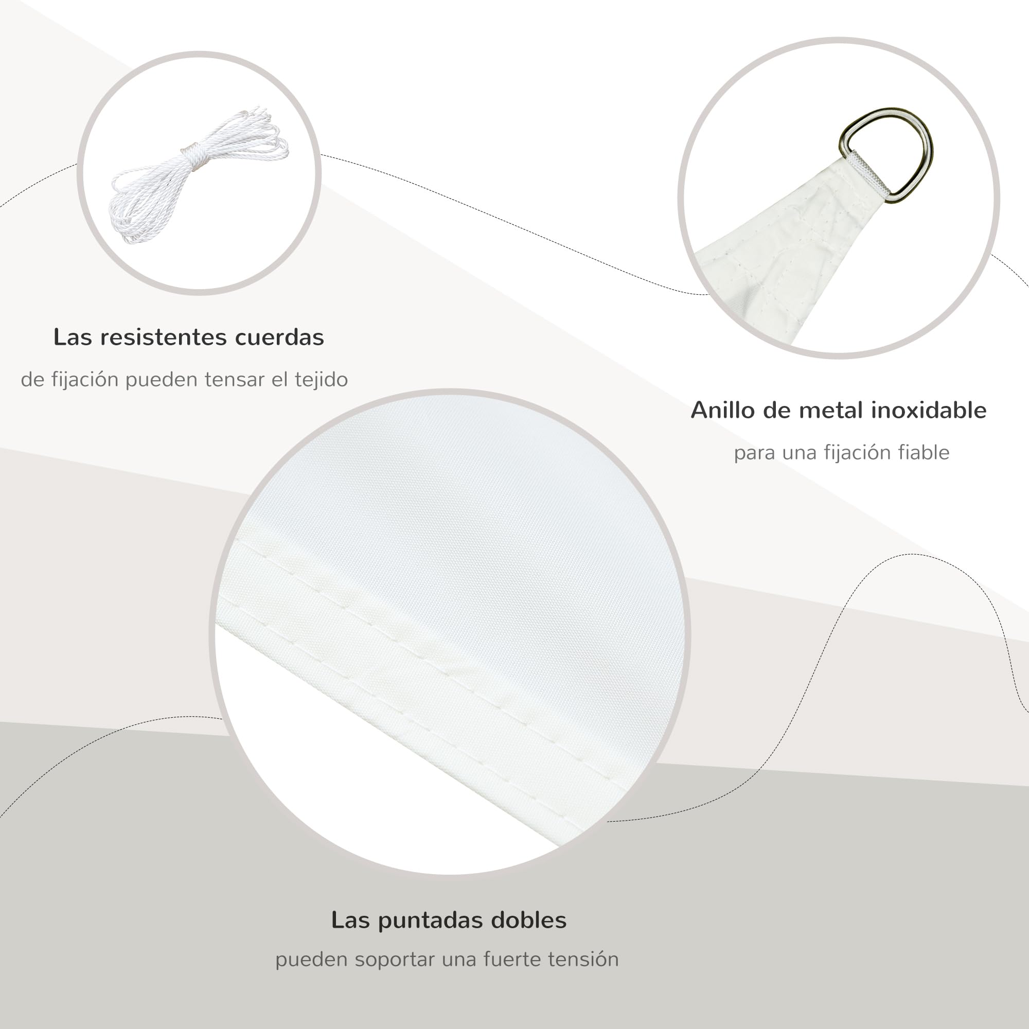 Outsunny Toldo Vela Sombrilla Parasol Triangulo 6x6x6 Metros Color Crema