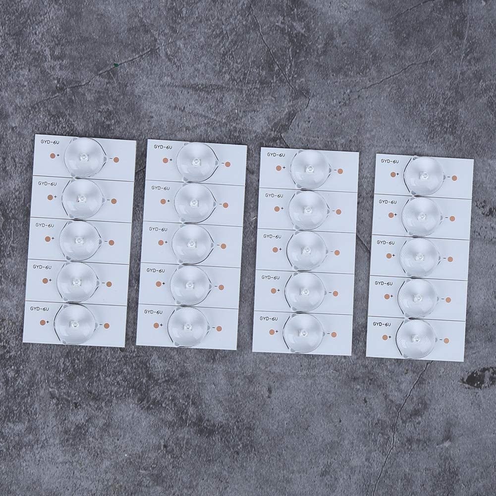 Perles de lampe SMD, perles lumineuses à usage général avec filtre à lentille optique couleur de lumière blanche pour réparation de TV LED 6V(20 Pcs)