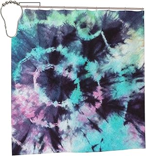 Tie Dye Pattern Hand Dye Shower Curtain,Waterproof Polyester Fabric Decorative Bathroom Bath Curtains 72×72in