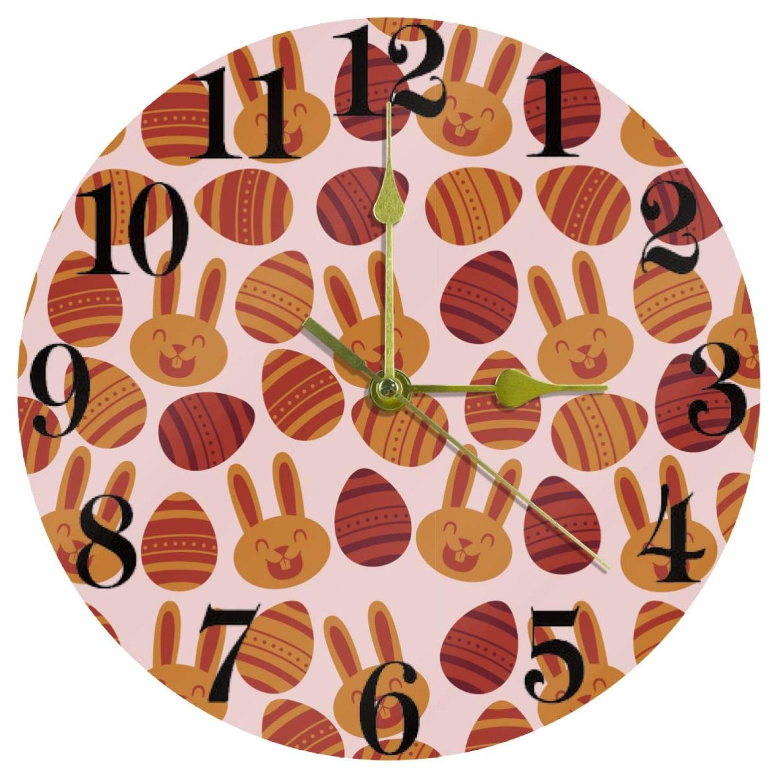 Horloge silencieuse œuf de lapin de Pâques mécanique plate 25,4 cm sans tic-tac