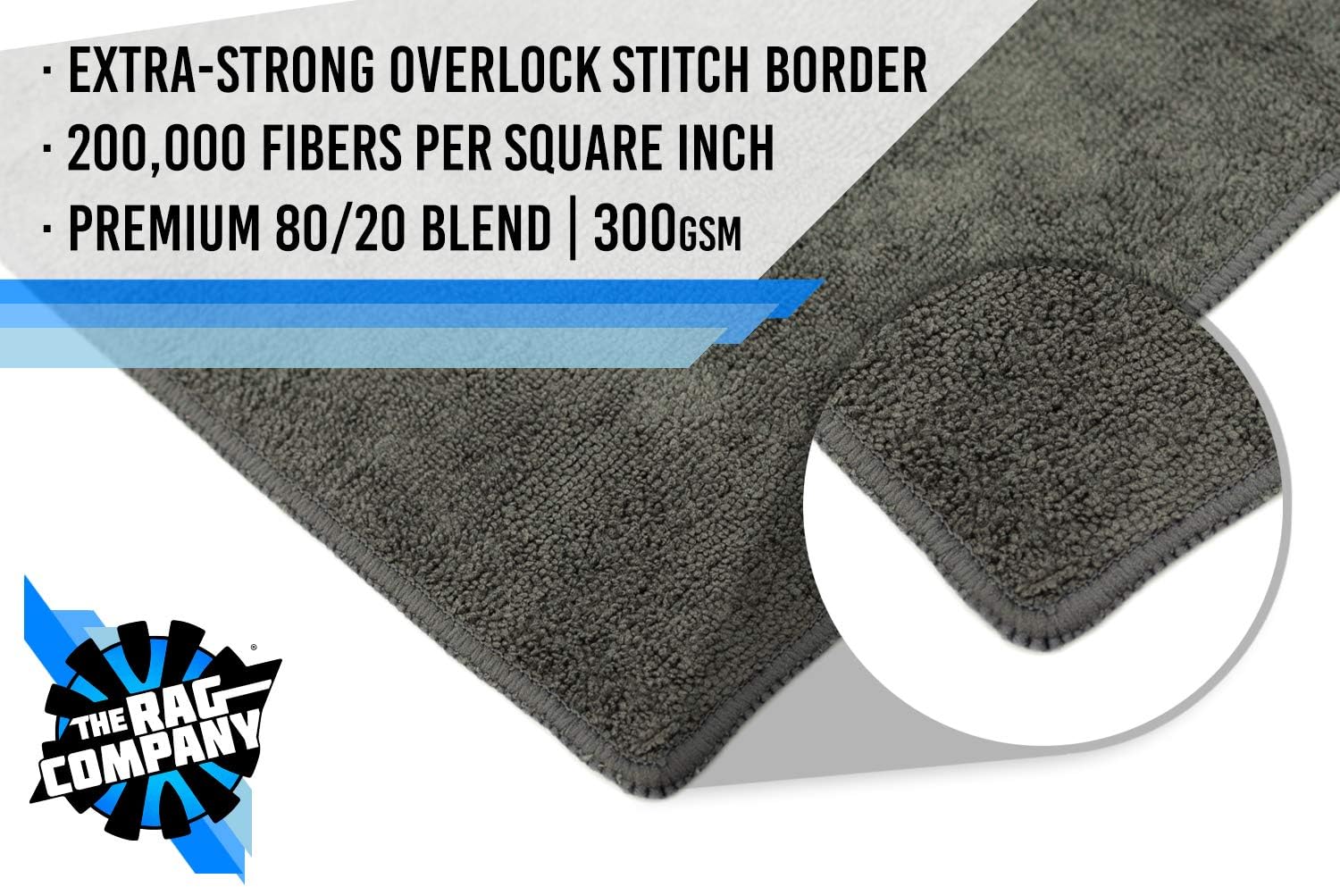 The Rag Company – All-Purpose Microfiber Terry Cleaning Towels – Commercial Grade, Highly Absorbent, Lint-Free, Streak-Free, Kitchens, Bathrooms, Offices, 300gsm, 16in x 16in, Grey (12-Pack)