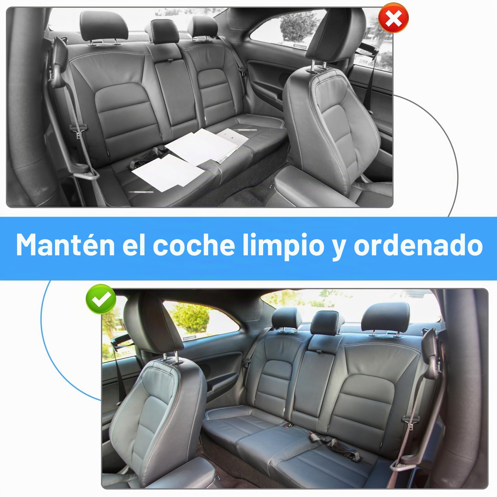 Carpeta para vehículos Carpeta para documentos A5, 24 x 17,5 cm Organizador de guantera para automóvil con múltiples compartimentos, para guardar cheques, facturas, recibos y billetes