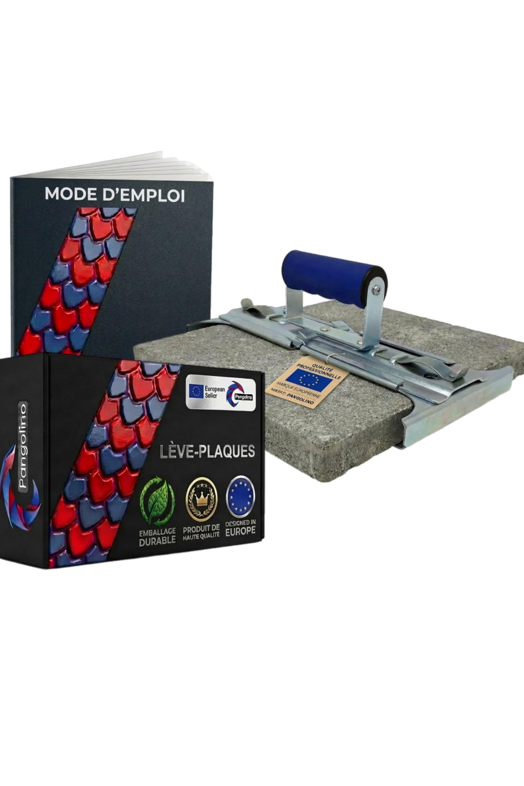 Pangolino - Lève dalle/plaques de terrasse réglables 300-500 mm porte dalles avec poignée ergonomique - Charge maximale : 30 kg - Support de plaque réglable sur 6 niveaux