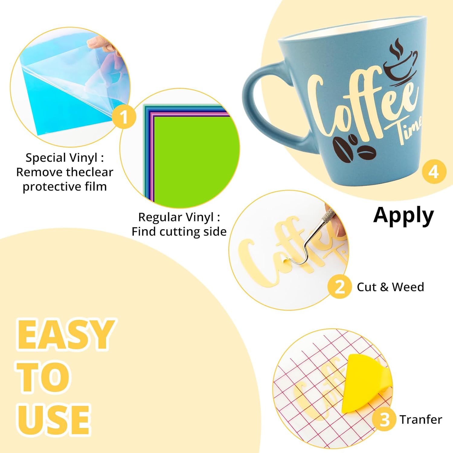 HTVRONT 70 Permanent Vinyl Sheets - Multi Color 12 x 12 inches Permanent Adhesive Vinyl Sheets, Permanent Vinyl Bundle for Craft Projects, Party Decor