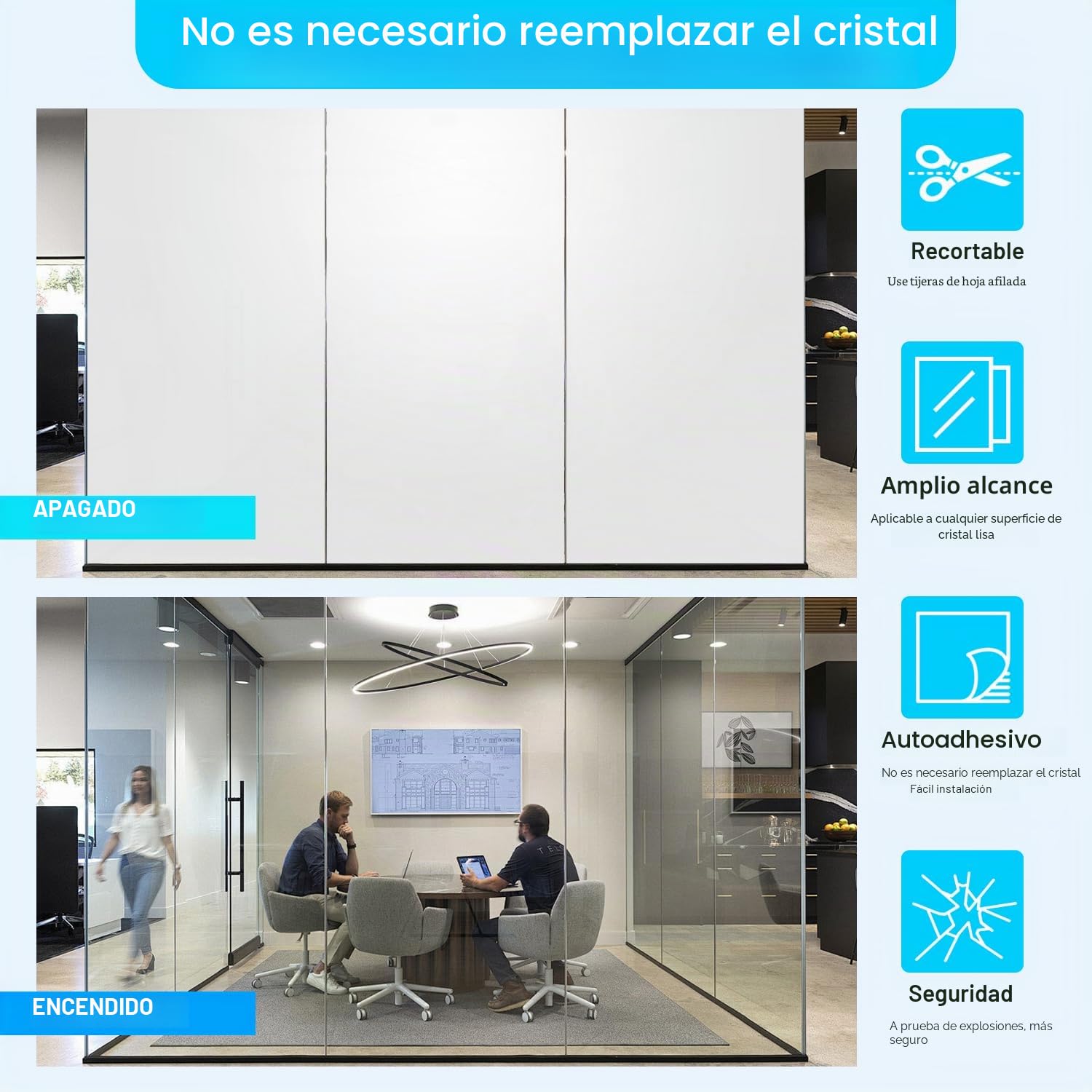 Lámina de vidrio inteligente PDLC Smart Film A4 (21 × 29,7 cm) muestra electrónica Smart Film lámina de vidrio eléctrica (gris)