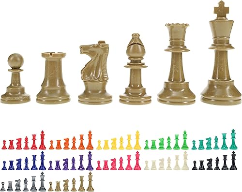 Miniatura 10 de WE Games Piezas de ajedrez Staunton de plástico brillante en color con rey de 3.75 pulgadas - Juego de ajedrez de torneo, solo piezas, mitad del