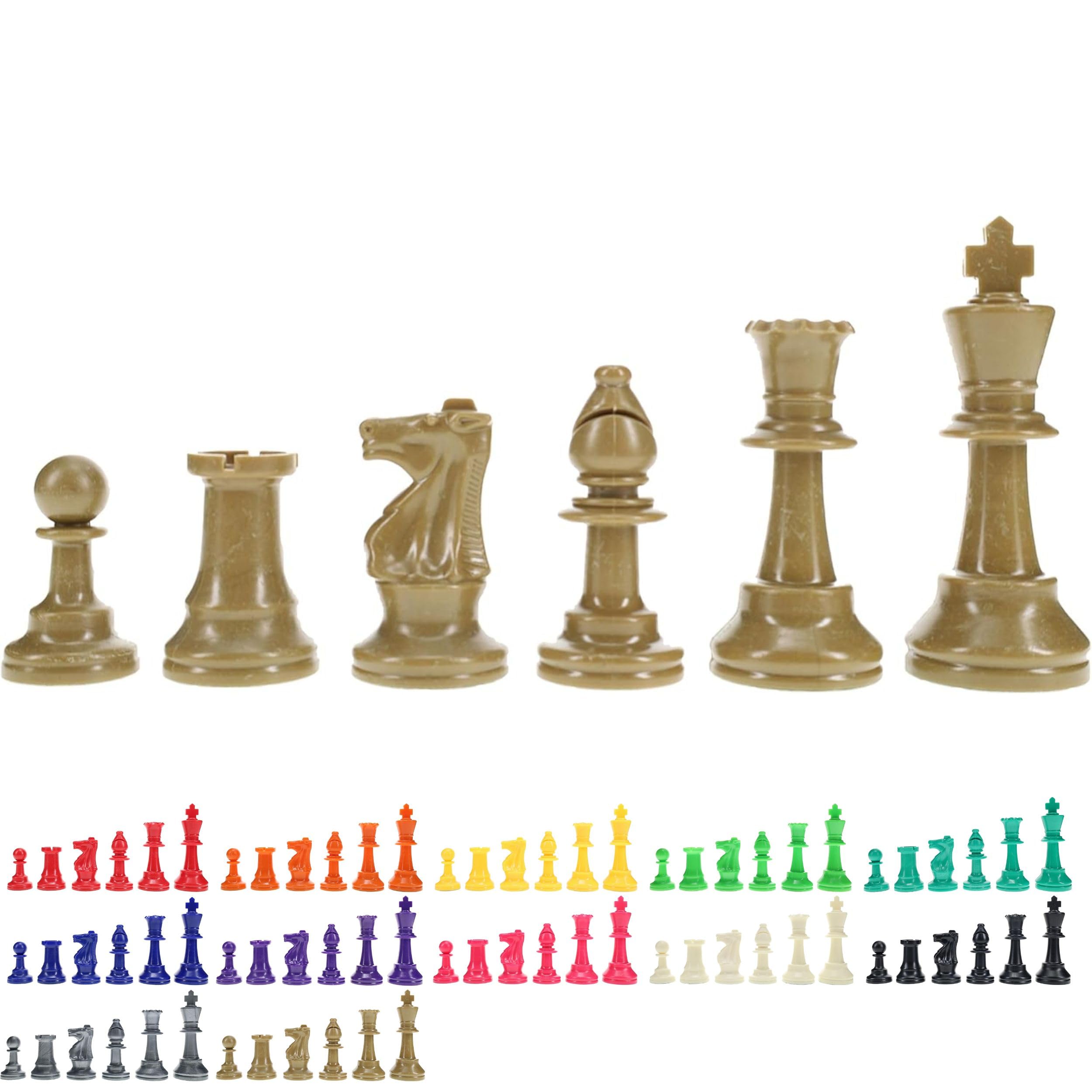WE Games Color Bright Plastic Staunton Tournament Chess Pieces with 3.75 in. King - Half Chess Set of Chess Pieces Only, Gold