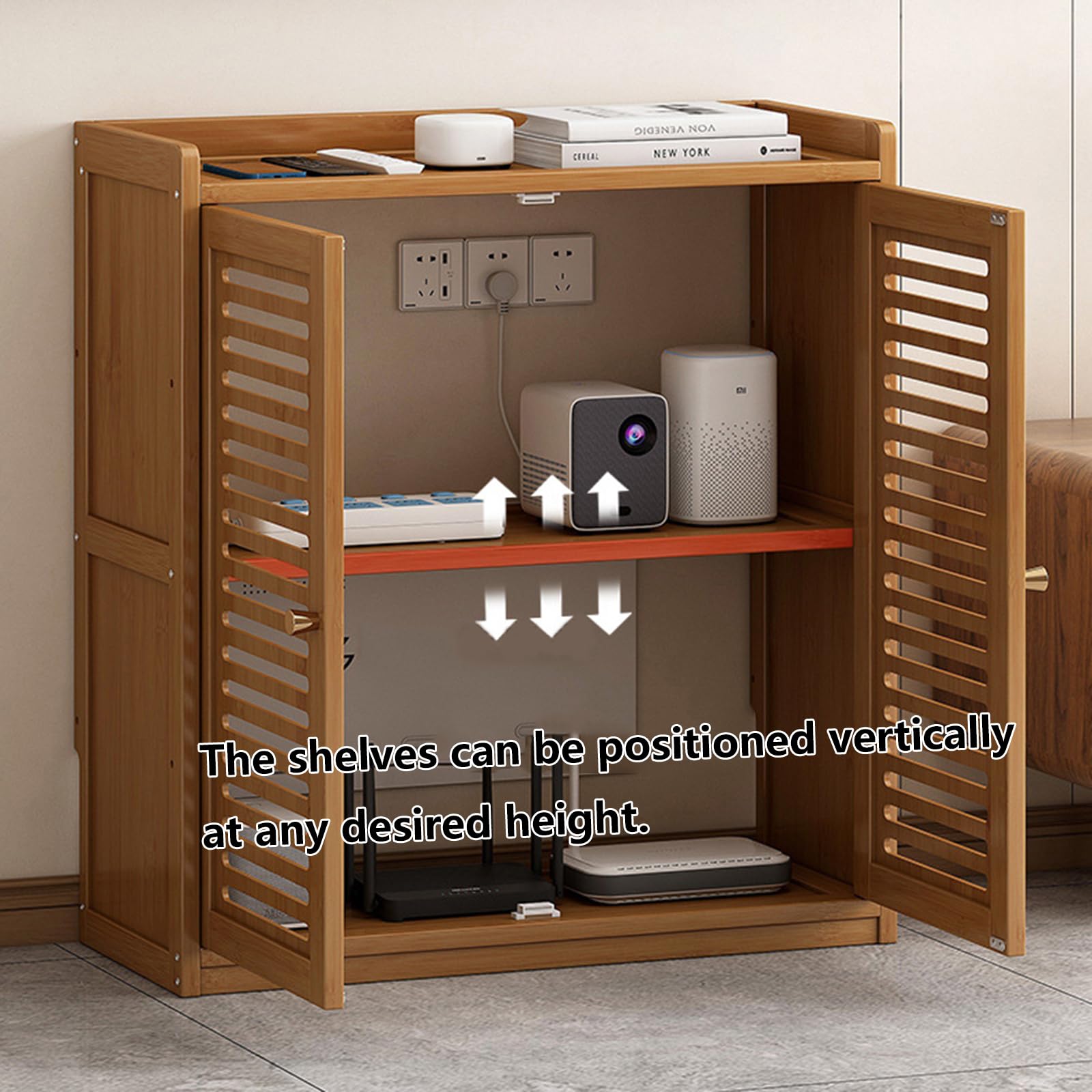 Porta Modem,Armadio Router,nascondi Router,Porta Router da Parete,Scatola Router,Porta Modem da Terra,Adatto per La Casa E L'Ufficio(Color:Marrone)