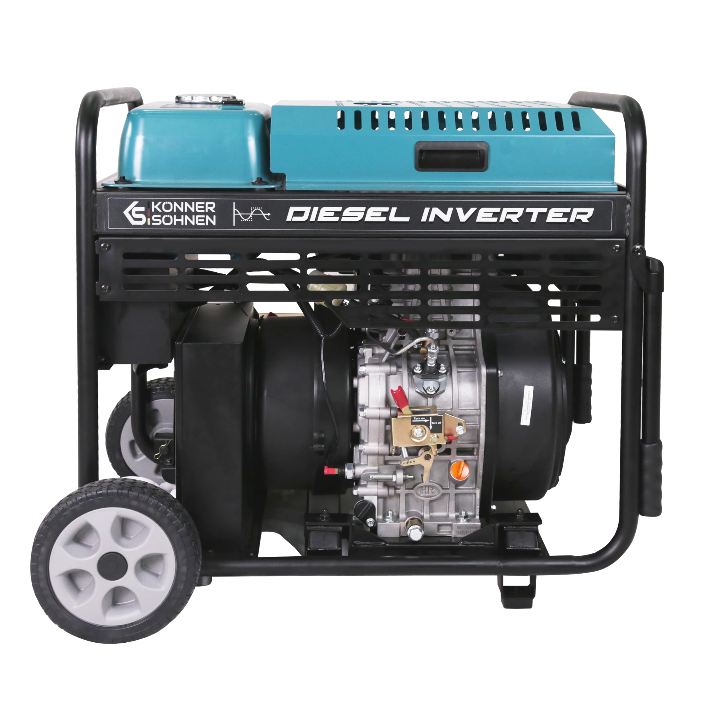K&S Könner&Söhnen Generator diesla Inverter KS 9500iDE ATSR – agregat prądotwórczy 10 kW, 2 x Schuko 230 V, CEE 230 V 63 A, wyświetlacz LED z ogrzewaniem