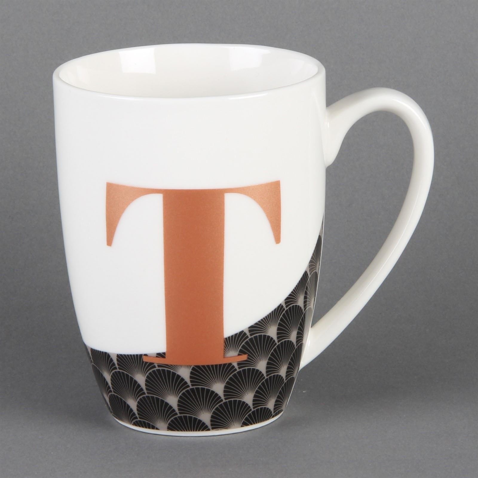 Charleston Gold Foil Monogram Letter 'T' China Mug