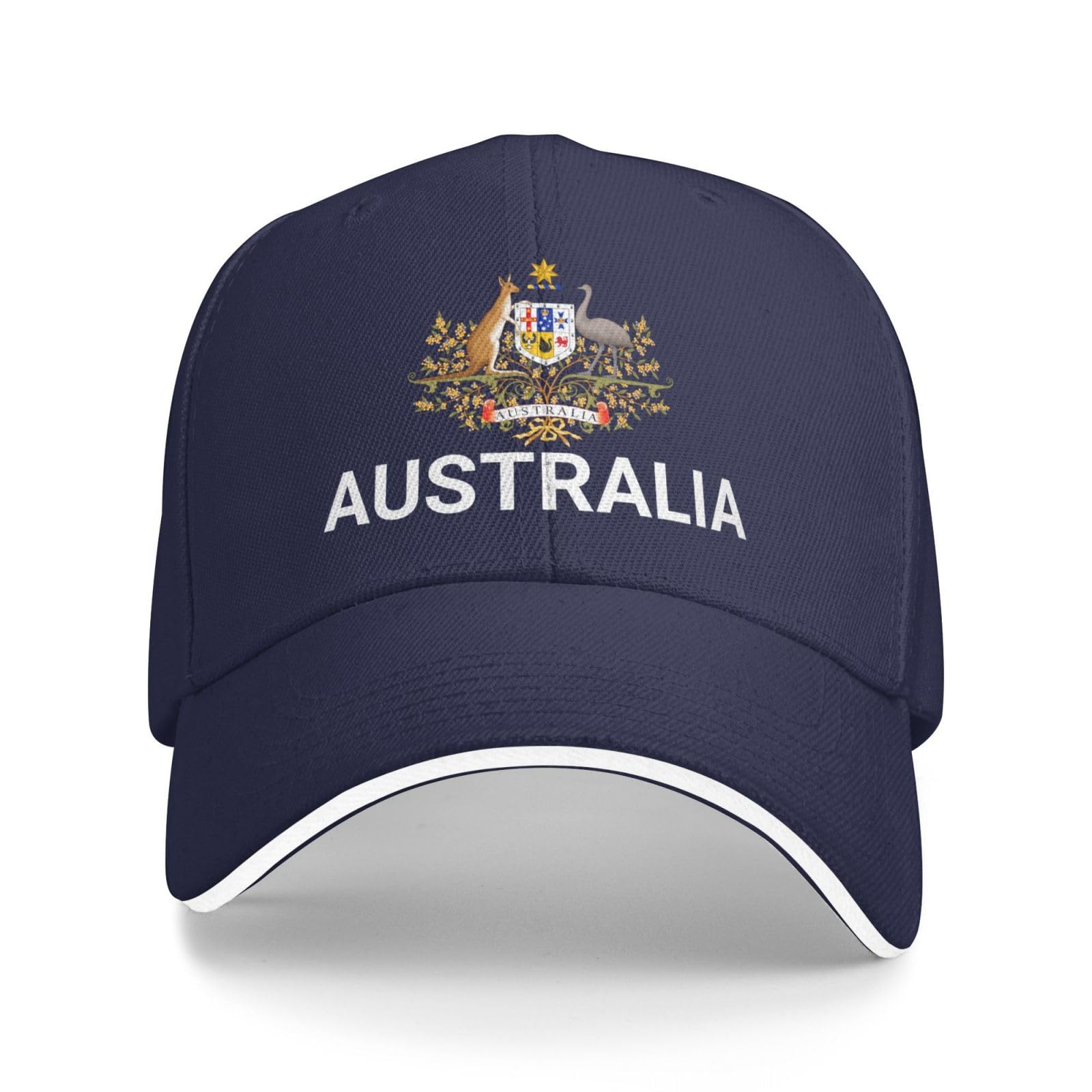 Support Australia Hat Australian Cap for Men Women I Stand with Australia Emblem Coat of Arms Baseball Cap Navy Blue