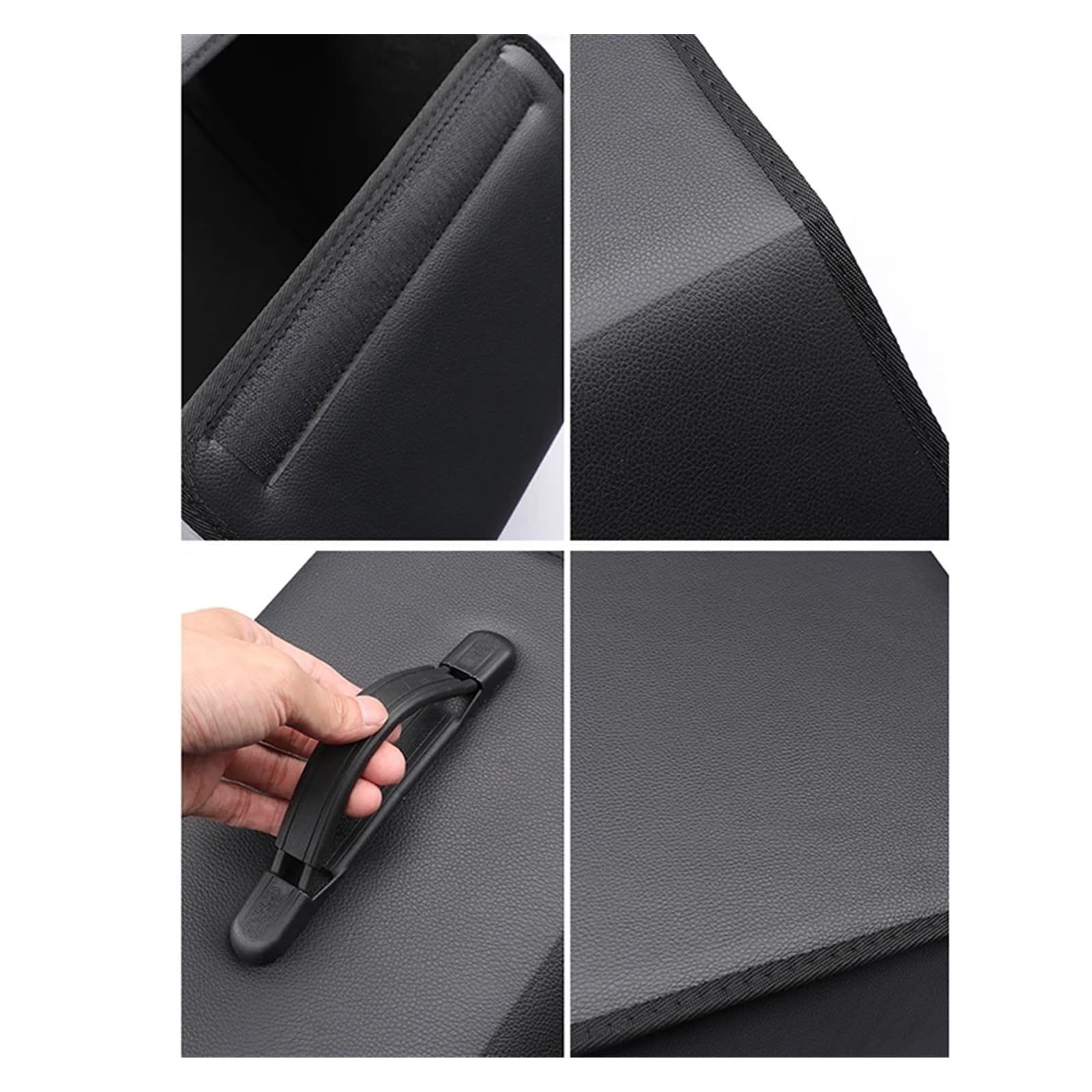 Organizador de Maletero de Coche de Cuero Premium con Asas - Caja de Almacenamiento Plegable Grande for SUV y sedanes - Organizador Multiusos for Accesorios y Herramientas de Coche (Negro)(40CM)