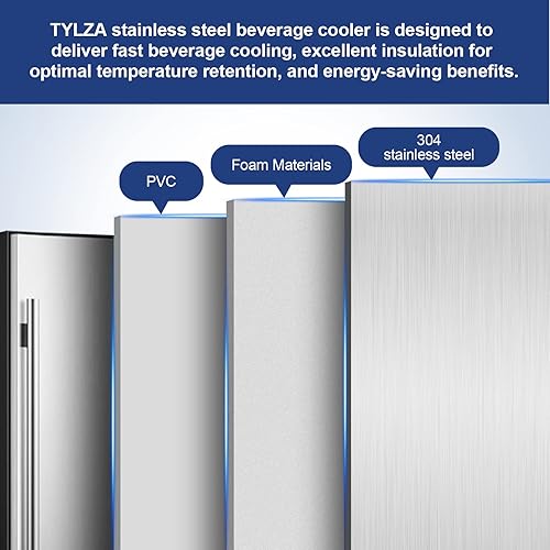 Miniatura 5 de Tylza Beverage Refrigerator 24 Inch, Stainless Steel Under Counter Beverage Cooler, 190 Cans Beer Fridge Built-in and Freestanding Beverage Fridge