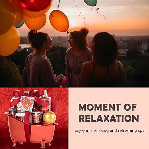 Miniatura 56 de Kit de spa para mujeres, juego de regalo de baño y cuerpo, cesta de regalo de lujo para el hogar, juego de baño con aroma a fresa, regalos