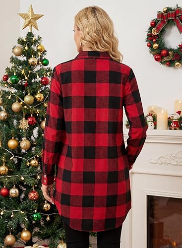 Miniatura 6 de EVALESS Chamarra a cuadros de bloque de color para mujer, ropa de otoño, trajes de moda