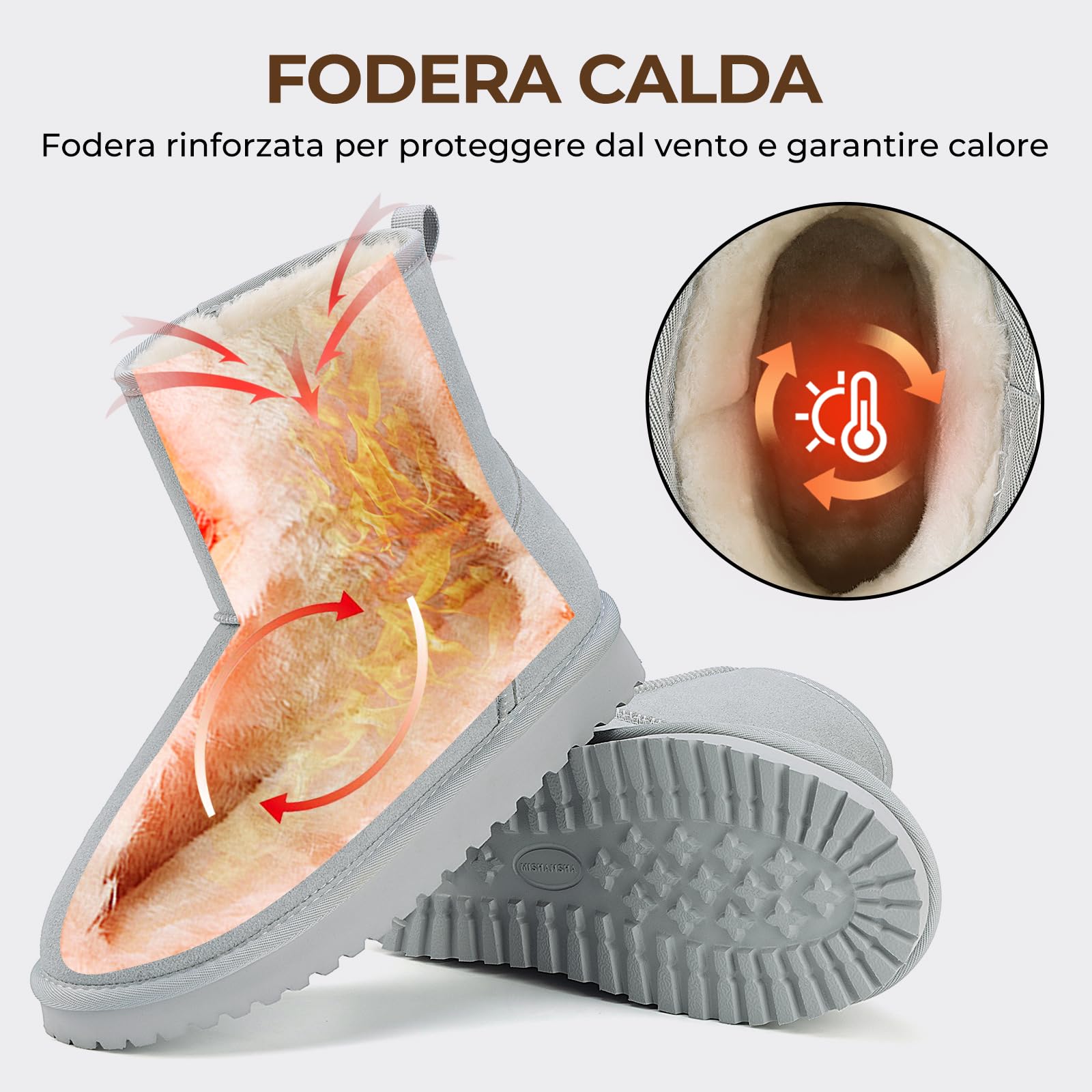 Mishansha Stivali Donna Caldo Stivali da Neve Comode Scarpe da Neve