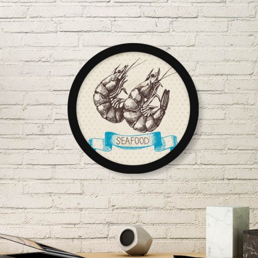 Cadre en bois rond Art Crevettes noir peinture marine de qualite premium