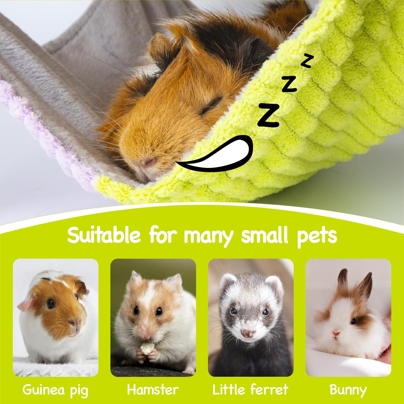 BESNEW Hamaca de cobaya 3 en 1 ampliada, escondite de madera con casa, plataforma y escaleras, juguetes de animales pequeños para ocultar actividades para dormir