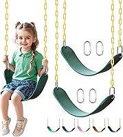 LittleDove 2-Pack Heavy Duty Kids Swing Seats with 66" Rust-Resistant Chains, 330 lbs Capacity, Quick Links for Outdoor Trees & Playgrounds - Green