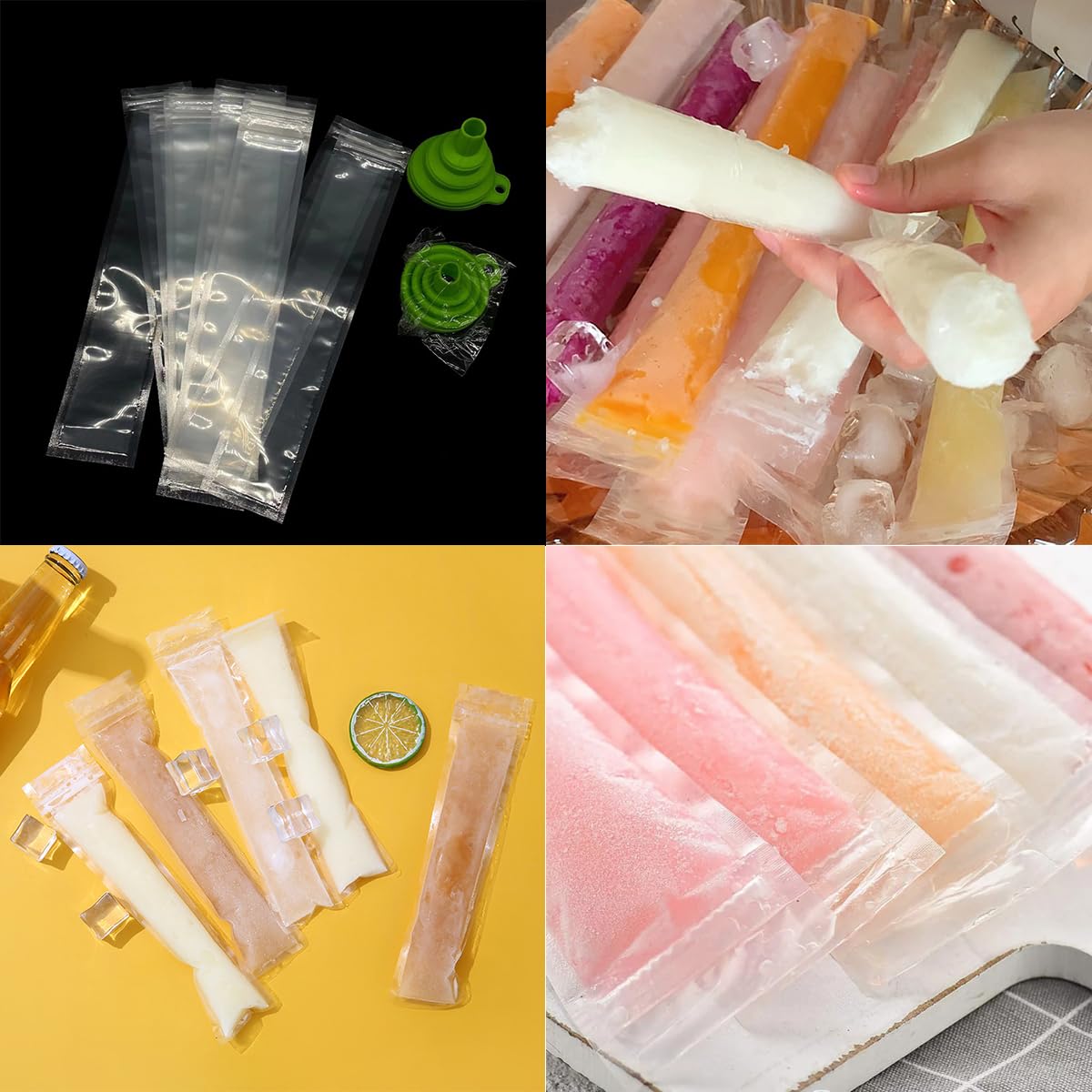Kinxor 100 pcs jetable Moule à Glace Popsicle Sacs 6 x 22 cm, sans BPA