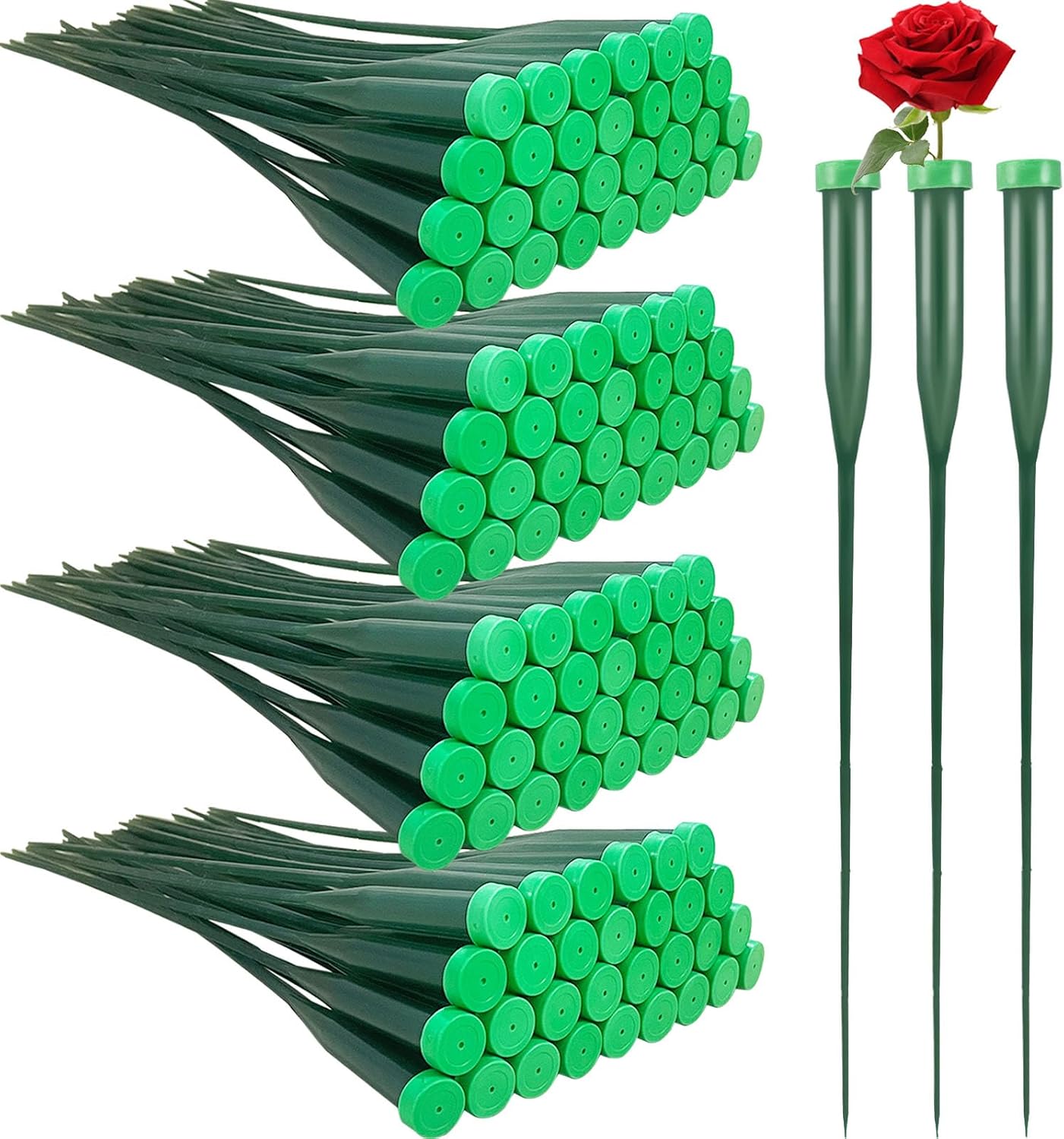 120 PCS Floral Water Tubes,12 Inch Green Flower Stem Water Vials with Rubber Caps,Plastic Floral Tubes for Fresh Flowers Arrangements,Florist Supplies