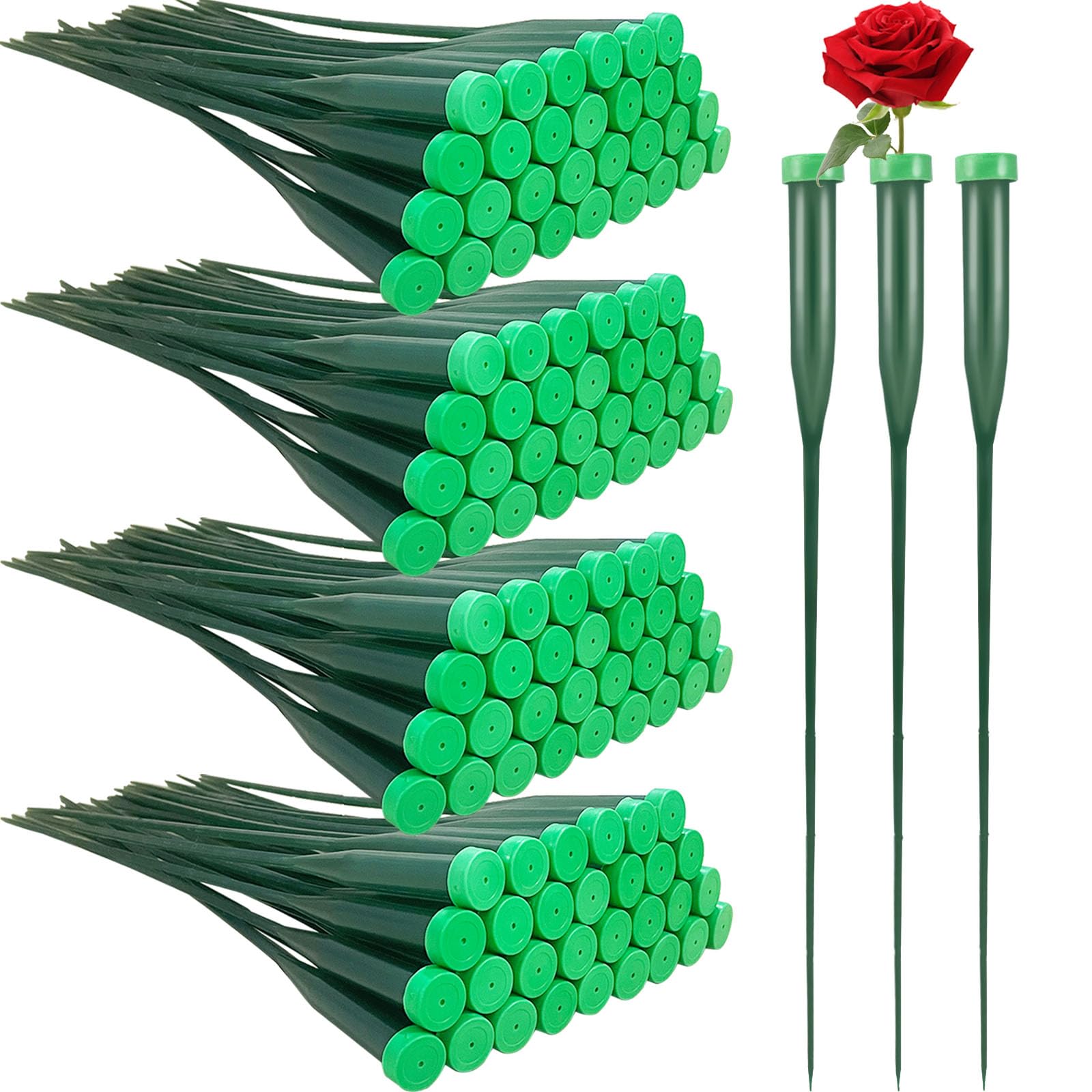 Photo 1 of 120 PCS Floral Water Tubes,12 Inch Green Flower Stem Water Vials with Rubber Caps,Plastic Floral Tubes for Fresh Flowers Arrangements,Florist Supplies
