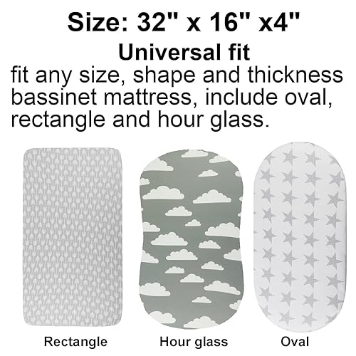 Miniatura 4 de Onacosht Sábanas de moisés para bebé, niño y niña, sábana bajera elástica transpirable universal para moisés, cuna de reloj de arena, almohadilla