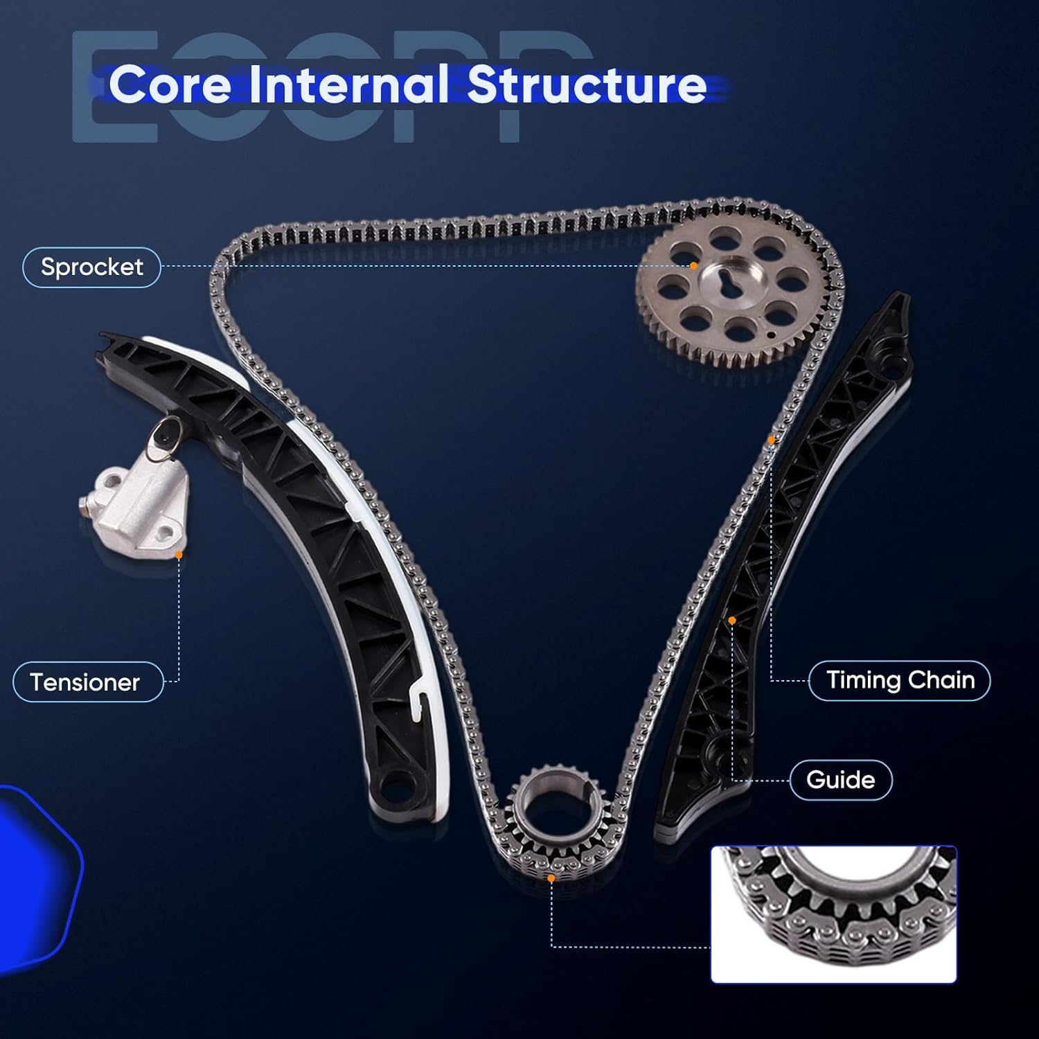ECCPP Timing Chain Kit Fits for 2009-2013 for Suzuki Grand/Kizashi/SX4/Vitara 2.4L 2.0L, w/Timing Chains Crank Sprocket Tensioner Guide