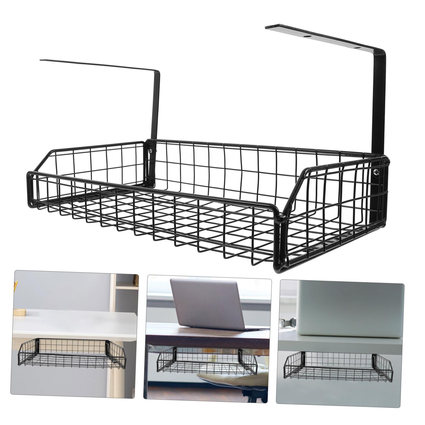 Hohopeti Organizzatore di Cavi da Scrivania, Cable Organizer Box in Ferro, Riutilizzabile, Nero, per Office e Under Desk, Ordine per Cavi
