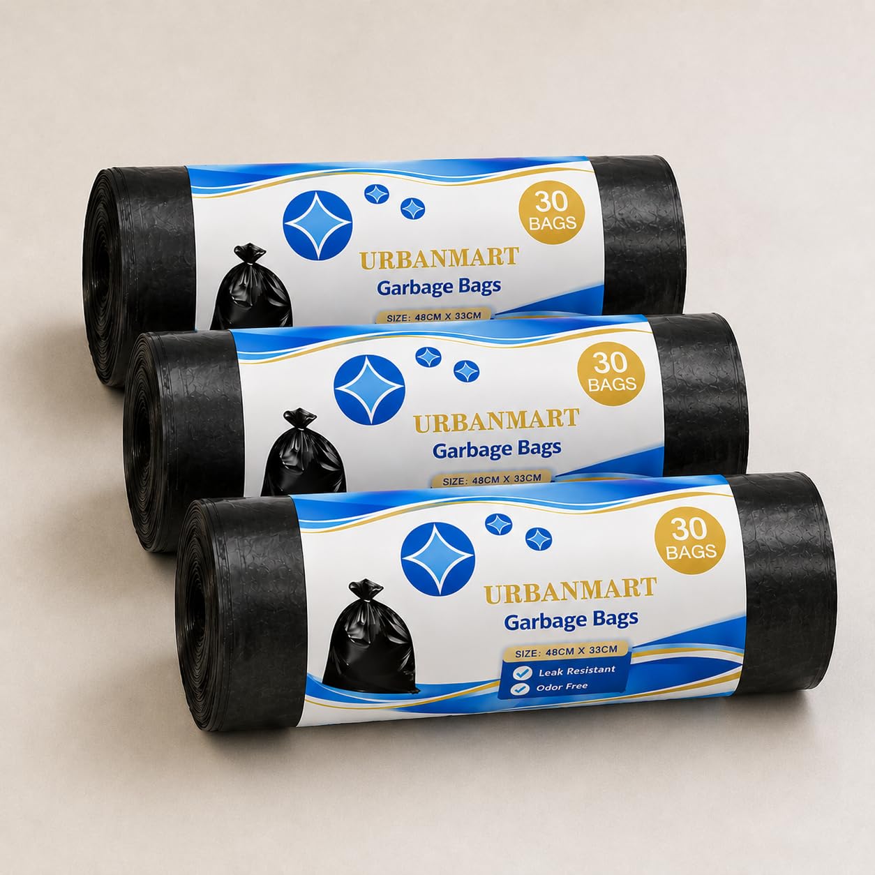 URBANMART Garbage Bags Medium Size 90 Count (30 Bags x 3 Rolls) 19 x 21 Inches | Strong Leakproof Black Dustbin Liners | Trash Bags for Wet & Dry Waste | Home, Kitchen & Office Use-picture-24