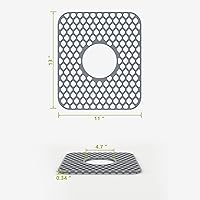 Vista 5 de Silicone Kitchen Sink Protector Mat - Dcolora 14"x11.6" Heat Resistant Protector Mat For Kitchen Sink With Center Drain Non-Slip Easy Cleaning Sink