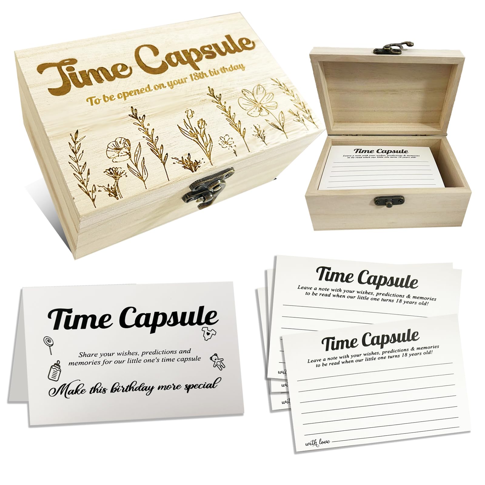 Dwsiplytg Baby Time Capsule Box 1st Birthday, Time Capsule Cards For First Birthday Party Games, Time Capsule Cards For Guests, 1st Birthday Keepsake Activities, Baby Shower Game