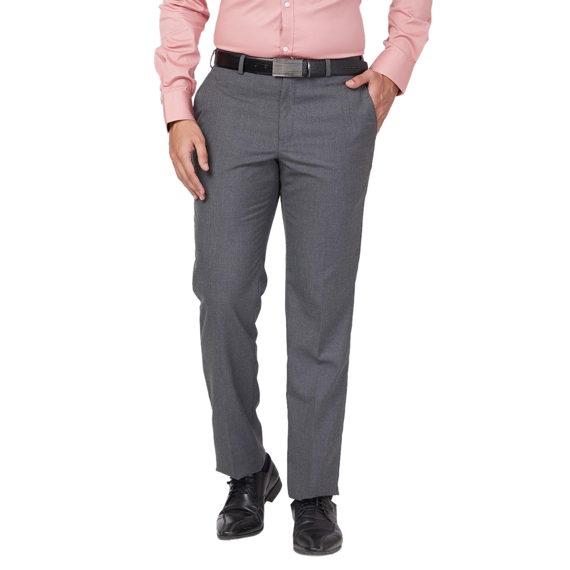 park avenue Men's Regular Fit Solid Pattern Polyester Blend Pleated Formal Trouser-picture-25