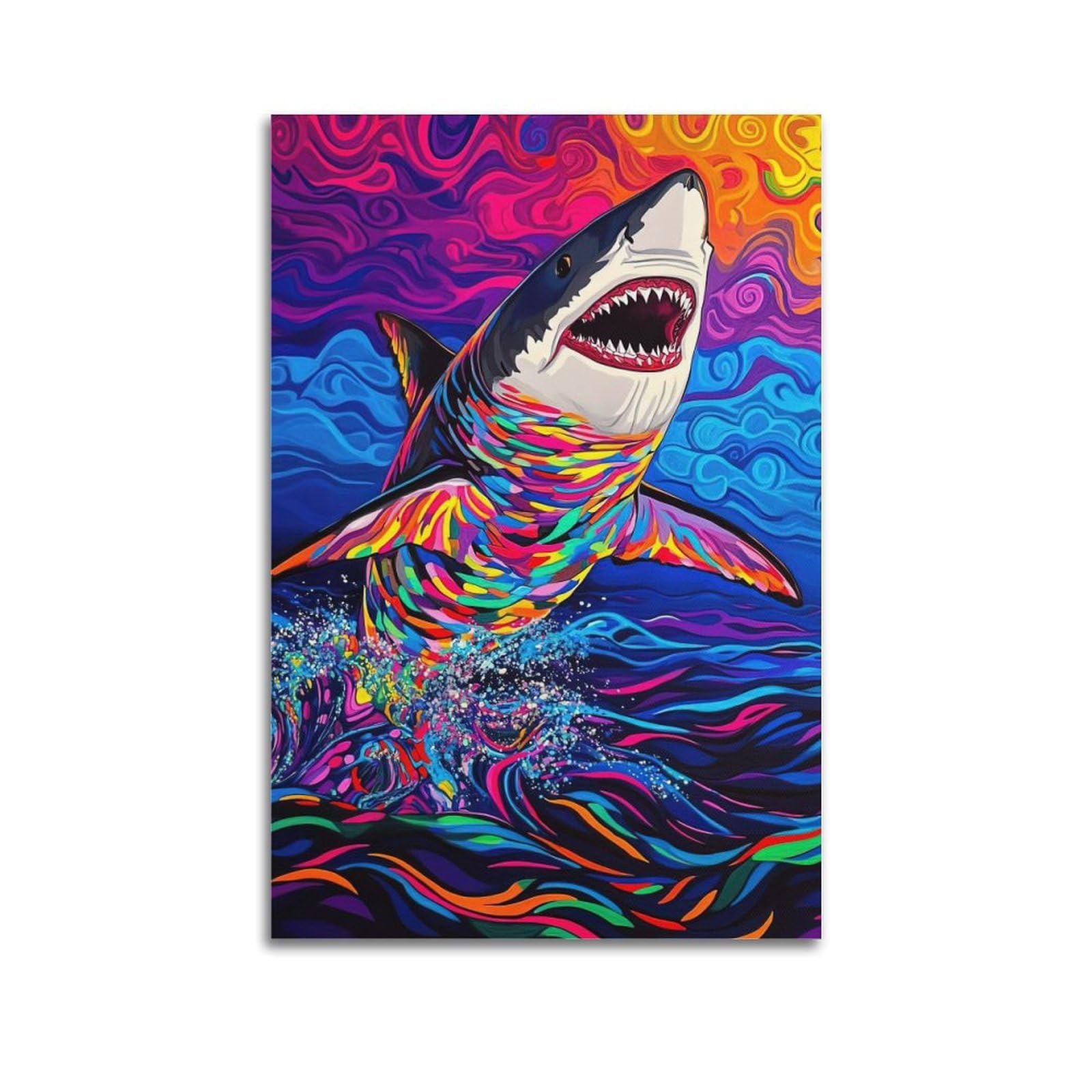 ZSZWHJ Animal Poster Offshore Sharks Poster Decorative Painting Canvas Wall Posters And Art Picture Print Modern Family Bedroom Decor Posters 24x36inch(60x90cm)