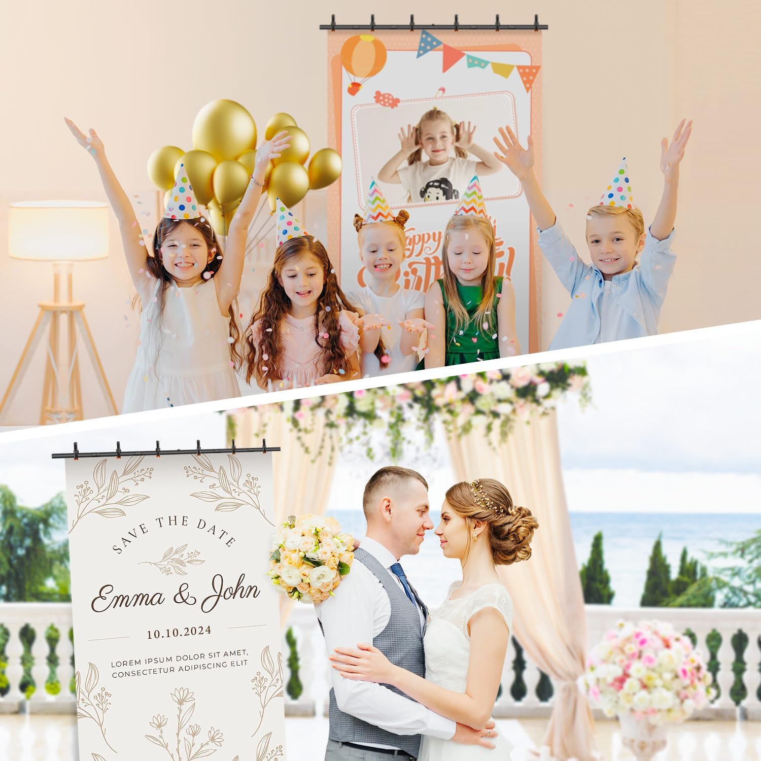 T-Shape Backdrop Stand Kit - 6.5 x 3.2 ft Adjustable Photo Backdrop Stand - Portable Sturdy Back Drop Stand for Photoshoots, Parties, Wedding and Decoration with 4 Spring Clamps, Carry Bag