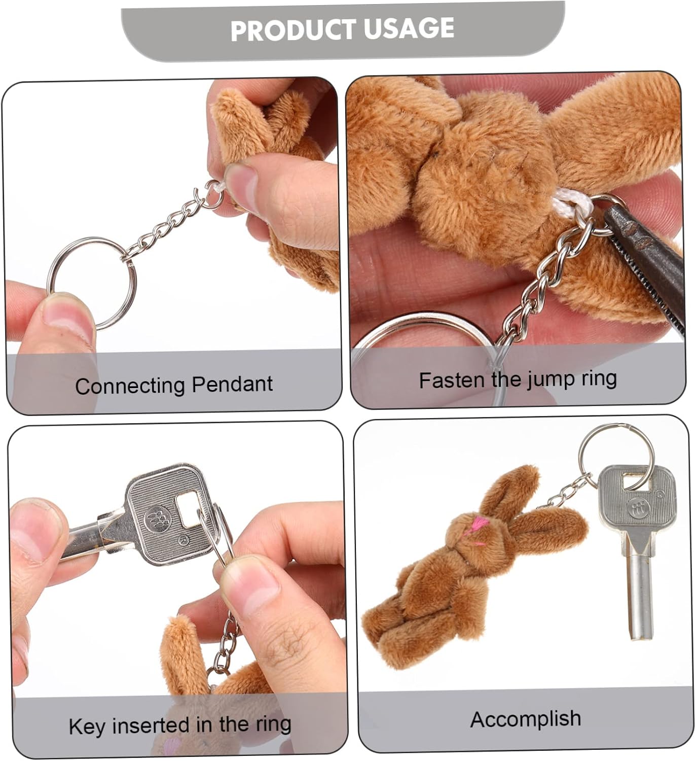120pcs Keyring Making Kit Key Rings Hoops Chains Jump Rings for Crafts Pack