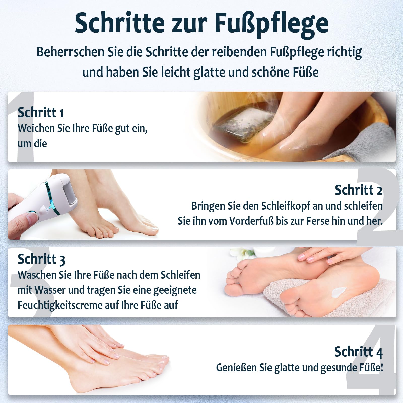 Rapeuse Pieds Electrique avec 3 Rouleaux, 16 en 1 Kit de Pédicure Professionnel Anti-callosités,3 Vitesses Râpe à Pieds Étanche Portable,1200mAH Rechargeable (Bleu)