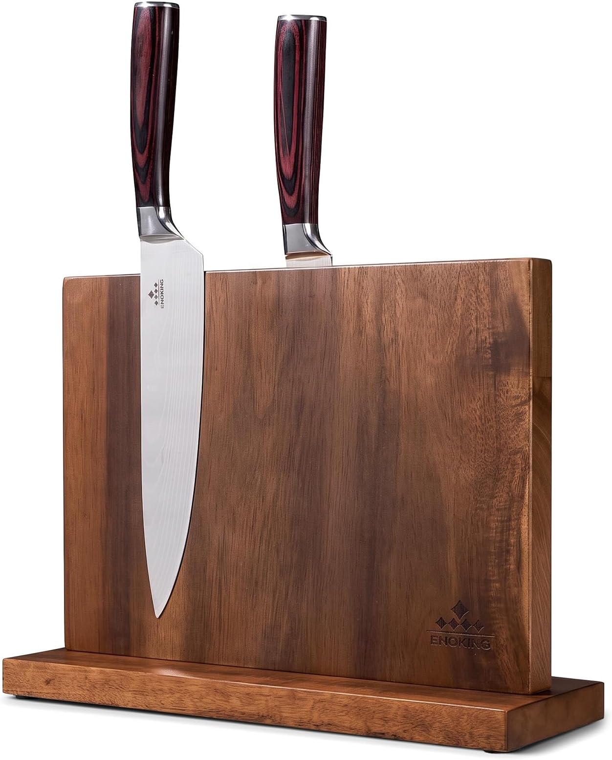 ENOKING 12.5 * 9-In Magnetic Knife Block, Universal Knife Holder Stand with Strong Enhanced Magnets for Safe and Multifunctional Knife Storage, Acacia Wood Knife Holder for Home Kitchen