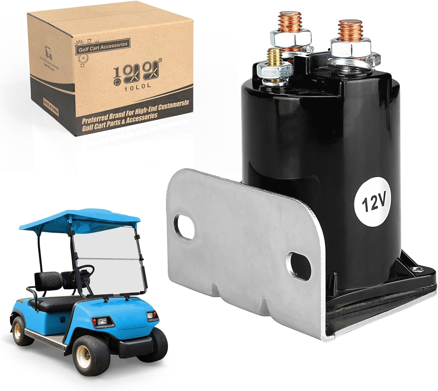 10L0L 12V Starter Solenoid for Yamaha G2 G8 G9 G11 G14 G16 G20 Gas Golf Cart 1985-2002 4 Terminal 12 Volt Solenoid Replaces JF2-H1950-00, JR3-H1950-00, J38-81950-01