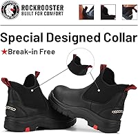 Vista 3 de ROCKROOSTER Bakken Botas Chelsea negras de 6 pulgadas para hombre, botas de trabajo impermeables antideslizantes con clasificación EH AK303-punta