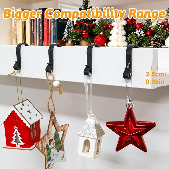Dalugo Gutter Hooks for Outdoor Lights, 40 Pcs Black Plastic S Gutter Clips for Hanging Christmas Lights, Icicle Lights Outdoor, Christmas Tree Decorations