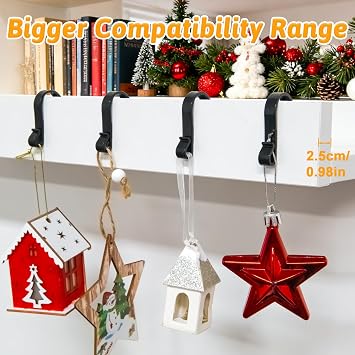 Dalugo Gutter Hooks for Outdoor Lights, 40 Pcs Black Plastic S Gutter Clips for Hanging Christmas Lights, Icicle Lights Outdoor, Christmas Tree Decorations