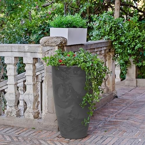 Miniatura 2 de ECOBO - Maceta redonda ecológica de 27.6 pulgadas para uso en interiores y exteriores, duradera, versátil y ligera, diseñada por artesanos