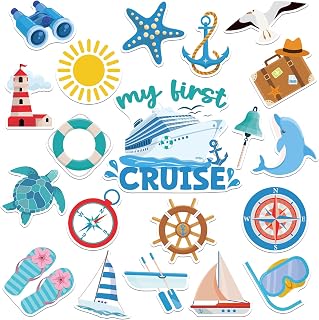 Cruise Ship Magnets Decor - 20 Pcs My First Cruise Trip Door Magnetic Funny Dolphin Slipper Magnet Stateroom Decoration Anchor Magnetic Decor Sticker for Carnival Party Cabin Decal