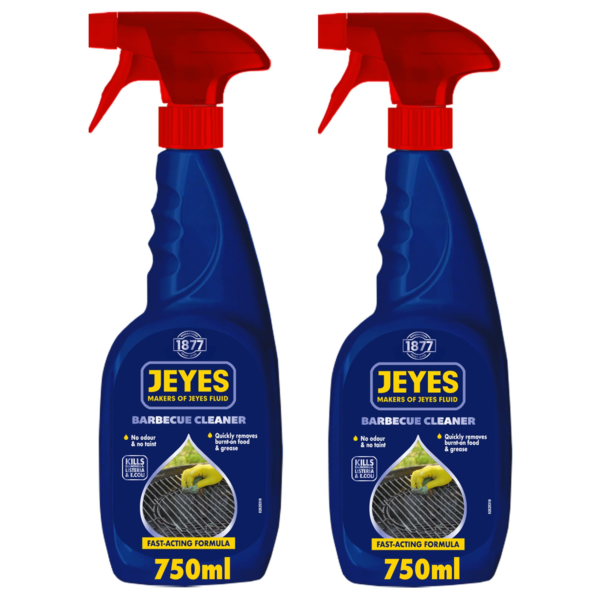 Jeyes BBQ Cleaner (2 x 750ml) – Fast-Acting Formula Cuts Through Burnt-On Food and Grease - Oven Cleaner Heavy Duty - Odour and Taint-Free - Safe for Grills, Racks and Surfaces