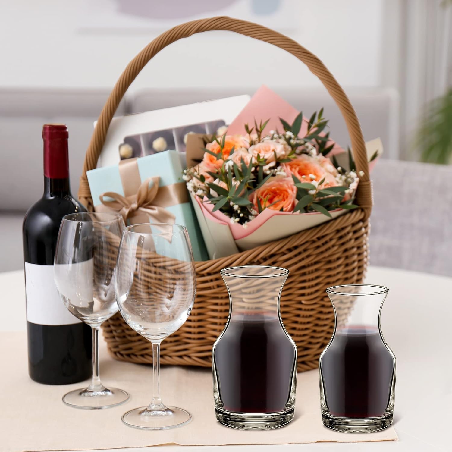 Irenare 6 Pack Mini Wine Carafe Single Serving Glass Wine Individual Small Carafe Decanter for Juice Water Dinner Parties Tastings Bars Restaurants, 6.5 oz, 7.7 oz - Image 5