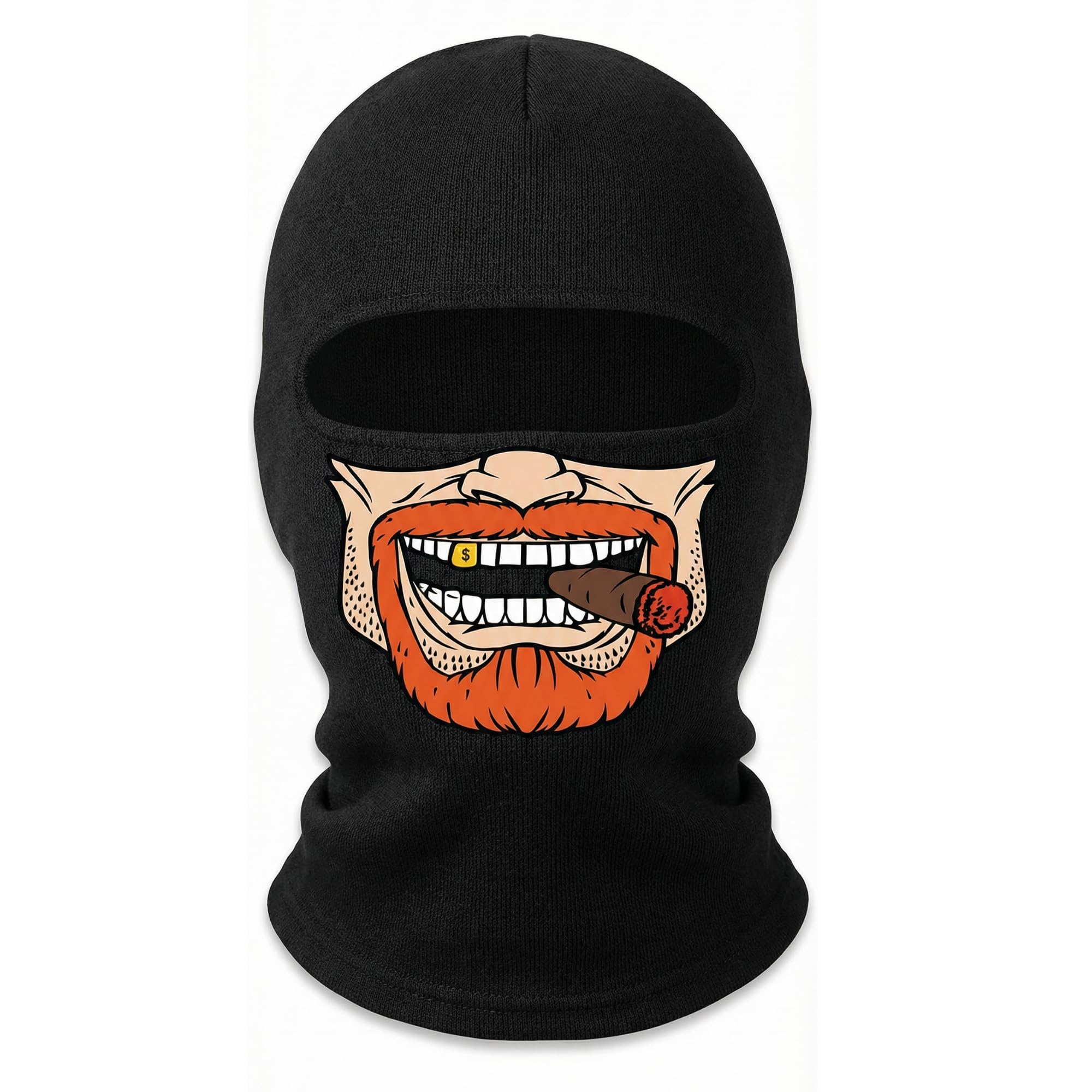 Unisex Çok Desenli Balaklava Yüz Maskesi - Motosiklet, Kayak, Kış Sporları için Nefes Alabilir Esnek Kumaş Kar Maskesi - Palyaço, Joker, İskelet, Sakallı Puro Grafik Seçenekleri (Sarı Puro)