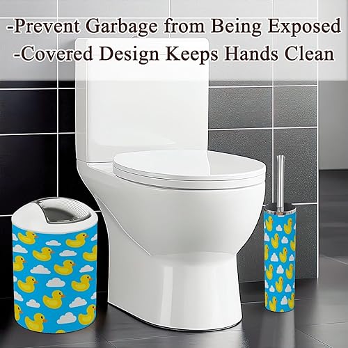 Miniatura 3 de Juego de accesorios de baño, 6 piezas, soporte para cepillo de dientes de pato amarillo sin costuras, dispensador de jabón, jabonera, soporte para