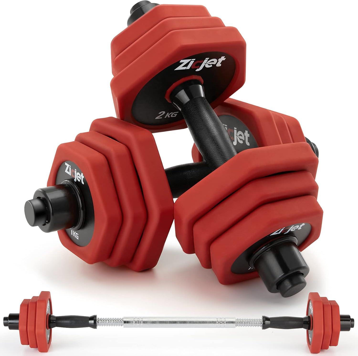 Zicjet 44Lbs Dumbbells Set, Adjustable Weights Solid Steel Dumbbells Pair for Adults Home Fitness Equipment Gym Workout Strength Training with Connecting for Men Women Used as Barbells（Black） : Sports & Outdoors